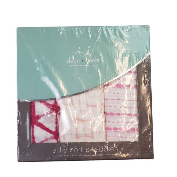 aden + anais Accessories Nib Aden Anais Berry Shibori Silky Soft Swaddle Blankets 3 Pack
